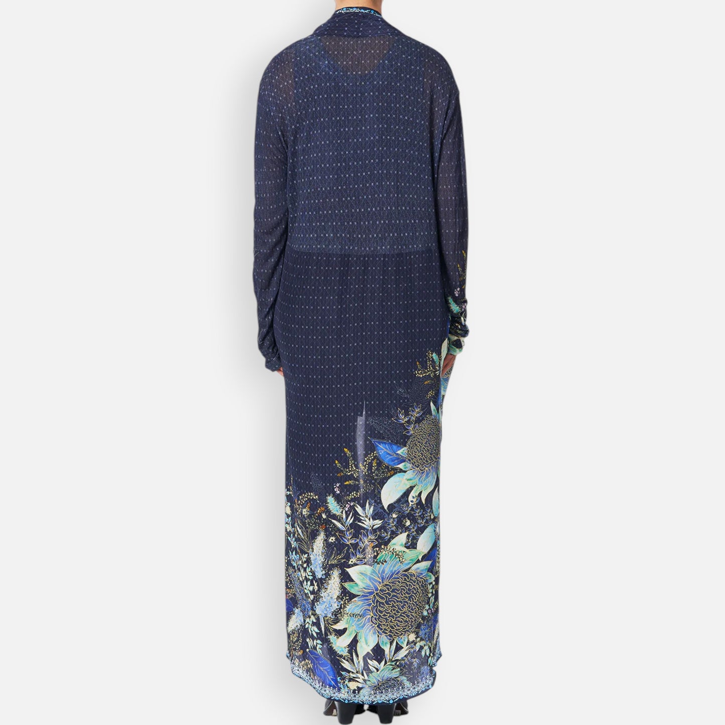 Camilla Nature's Nectar Blue Australian Natives Long Duster Jacket S/M ~ AU10-12