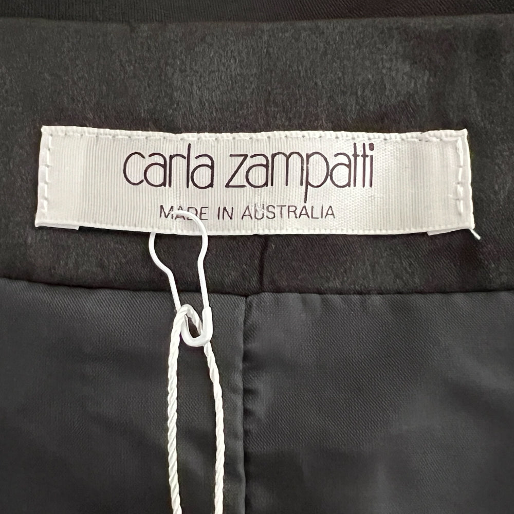 Carla Zampatti Black & Off-White Snake Skin Embossed Zip Jacket - AU12