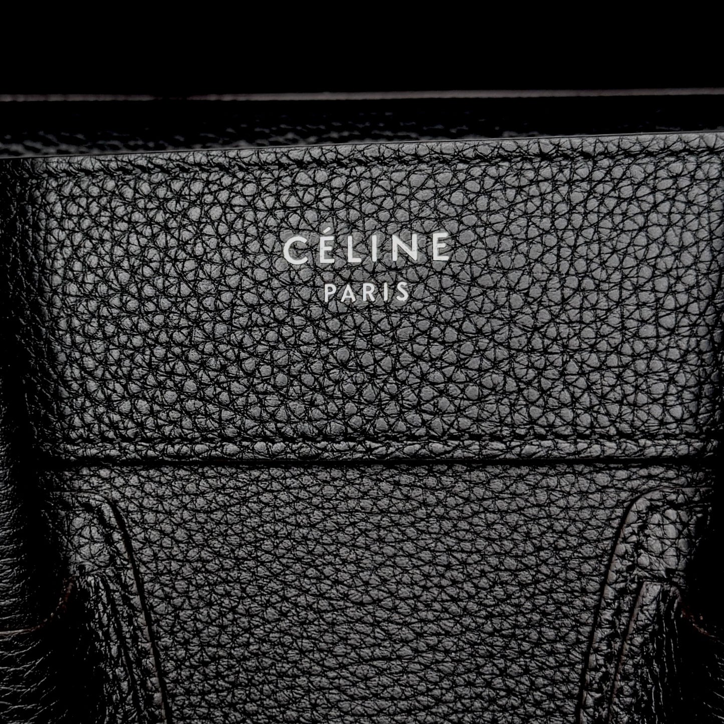Celine Paris Black Grainy Leather Mini (Medium) Luggage Tote Bag