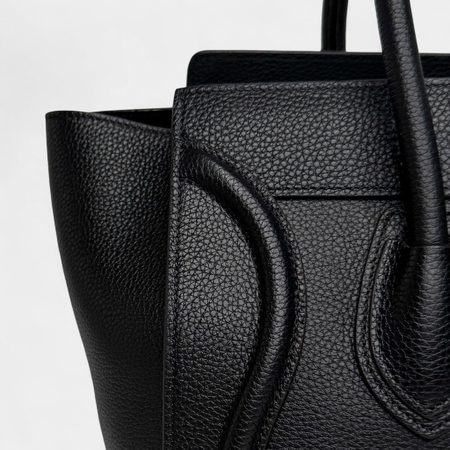 Celine Paris Black Grainy Leather Mini (Medium) Luggage Tote Bag