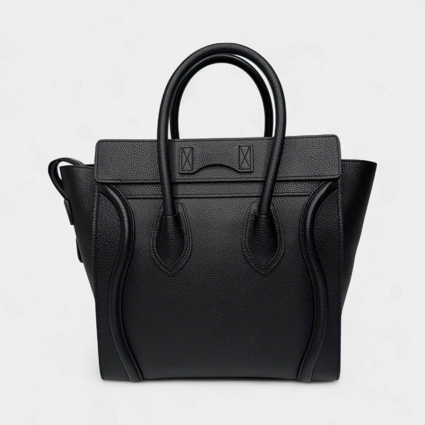 Celine Paris Black Grainy Leather Mini (Medium) Luggage Tote Bag