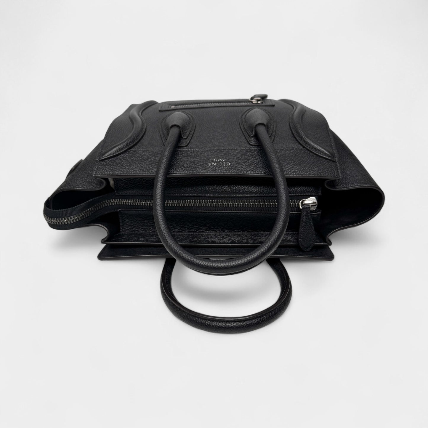 Celine Paris Black Grainy Leather Mini (Medium) Luggage Tote Bag