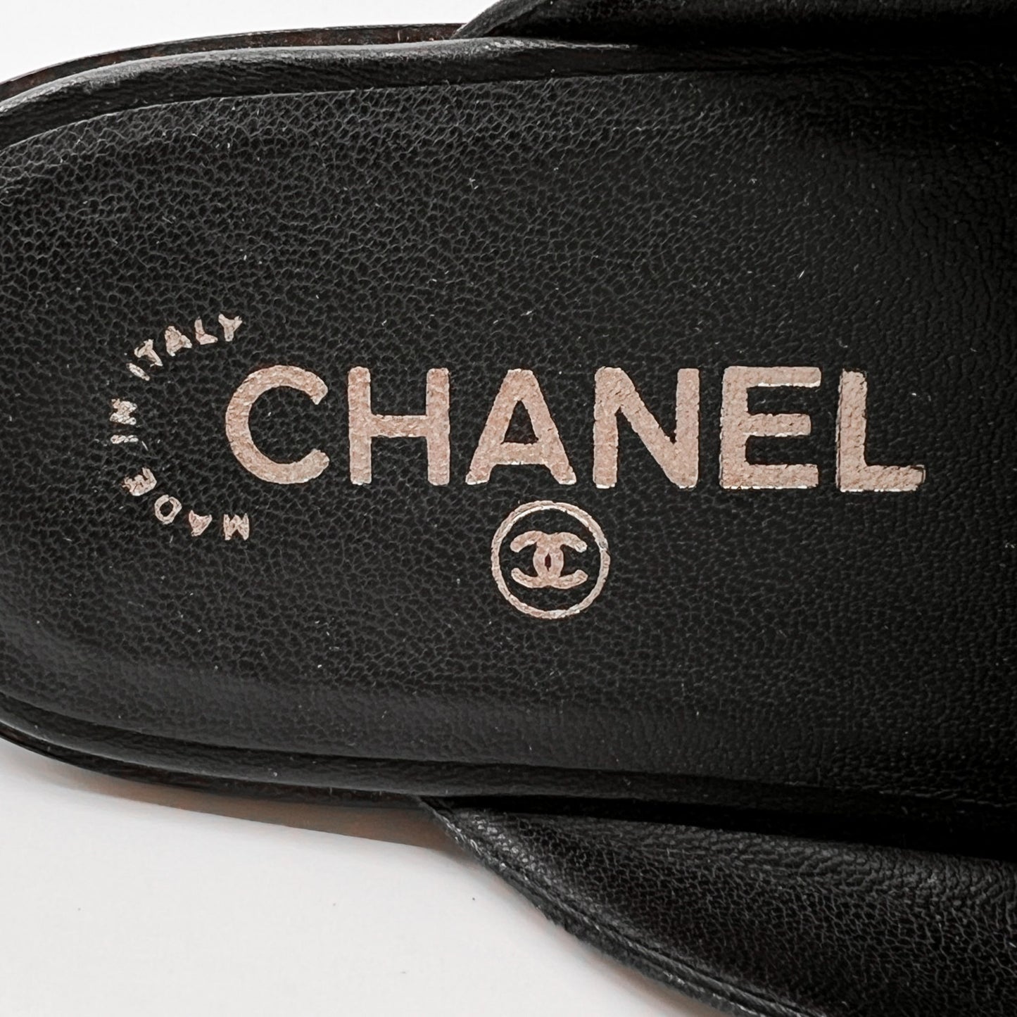 Chanel Black Leather and Silver Chain Clog Style Shoes EU40 ~ AU9