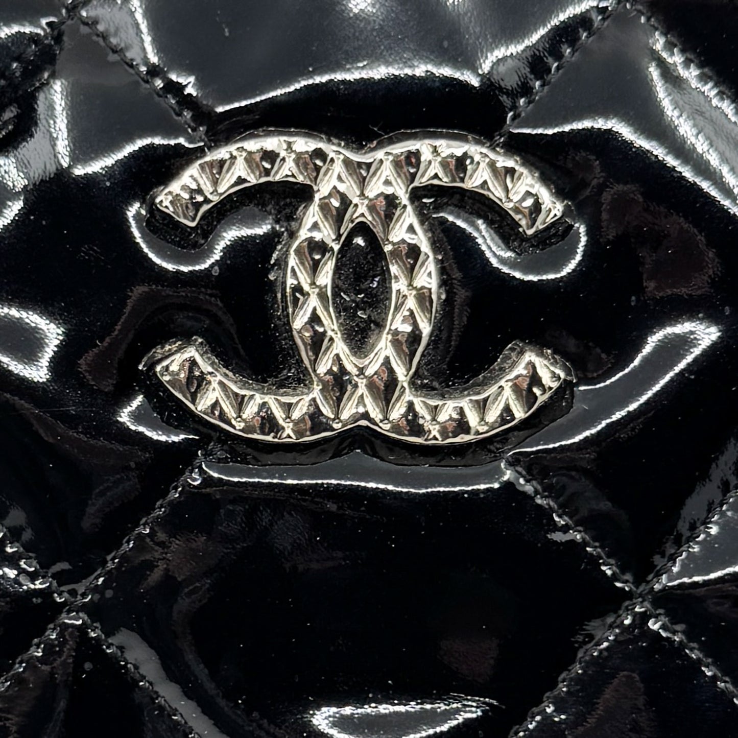 Chanel Black Quilted Patent Leather Brilliant Cells Tote Bag