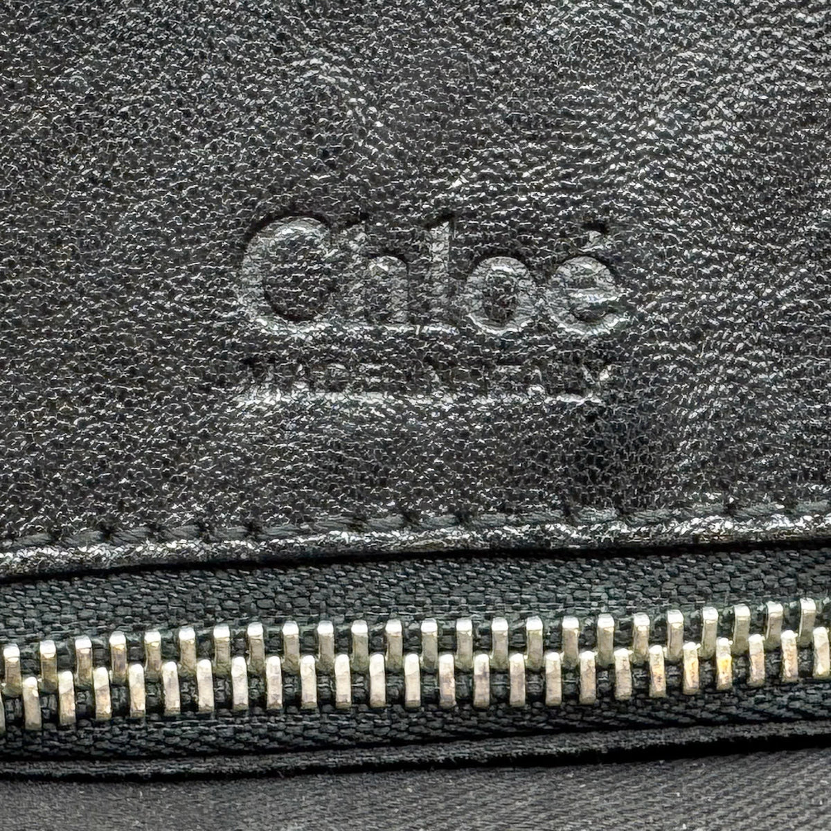 Studio61 Preloved Boutique Sydney Chloé Saskia handbag black leather interior logo detail with silver zipper