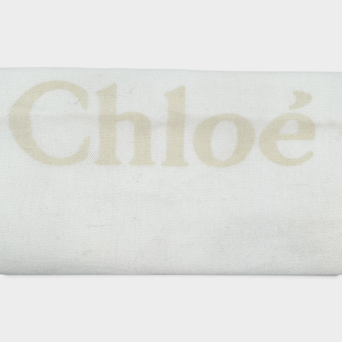 Studio61 Preloved Boutique Sydney branded Chloé white cotton dust bag with beige logo print