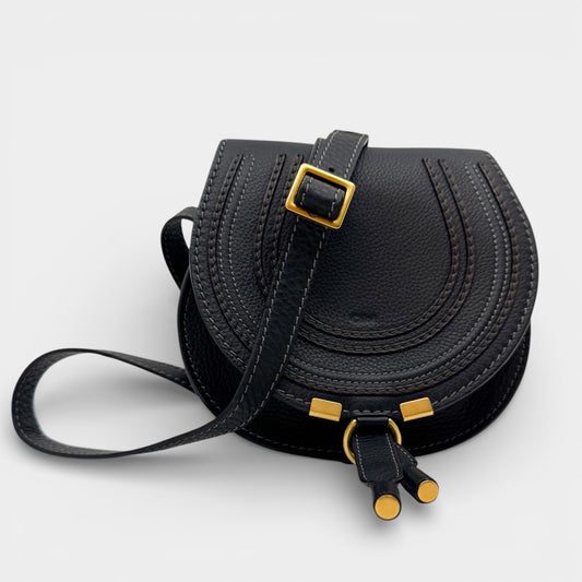 Chloé Marcie Dark Brown Leather Small Saddle Bag
