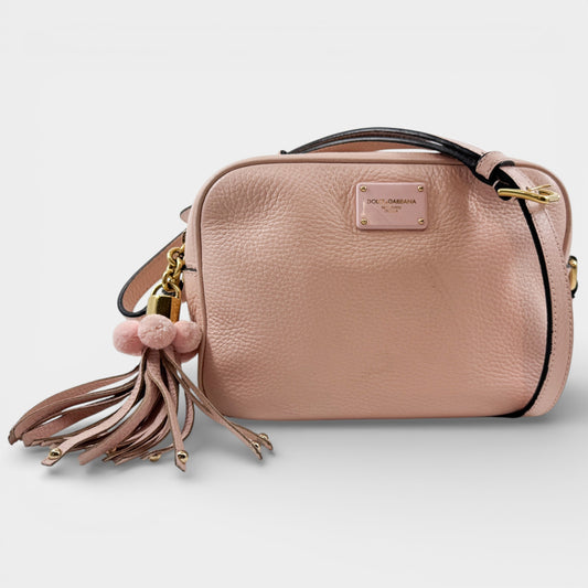 Dolce & Gabbana GLAM Pink Leather Tassel Crossbody Bag