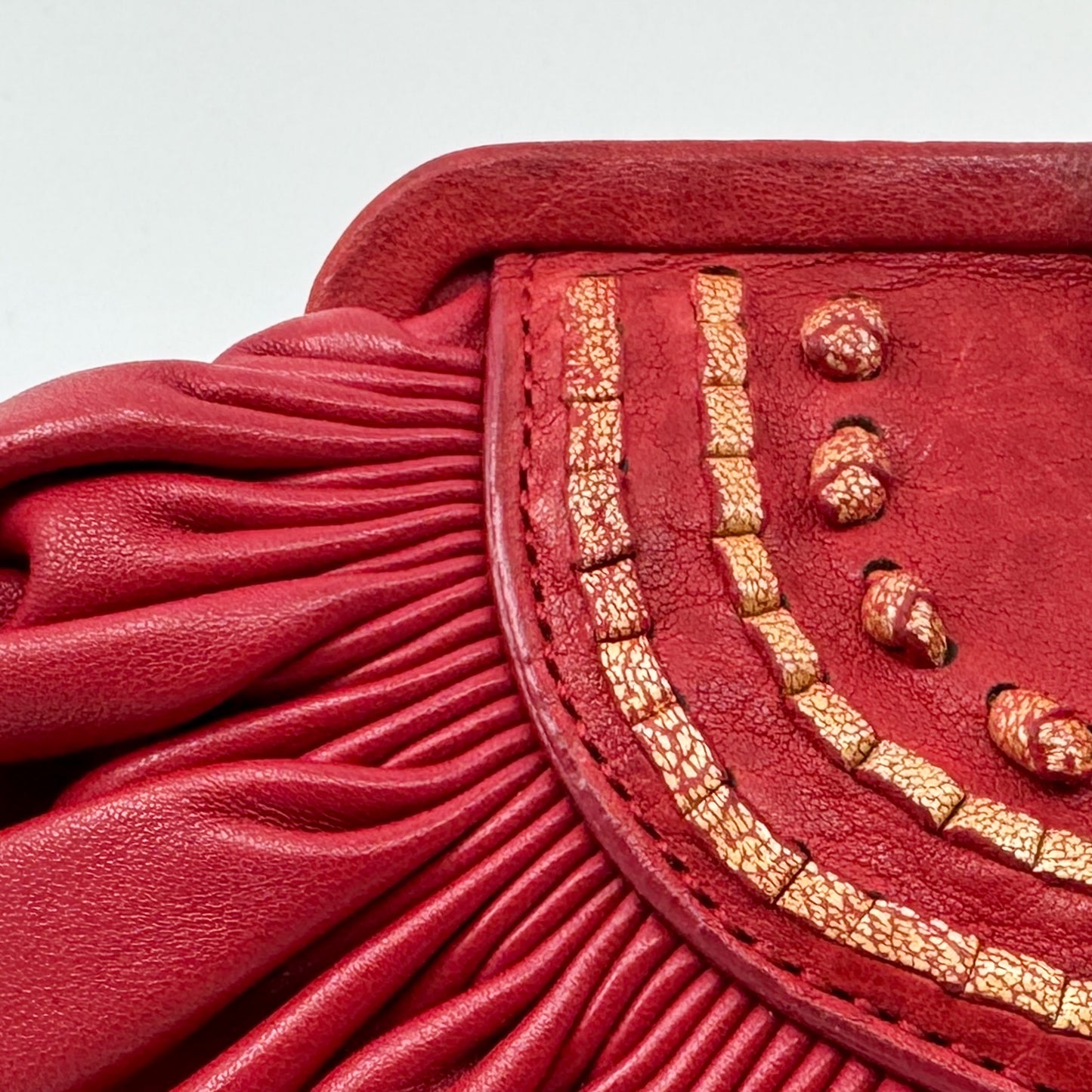 Christian Dior Vintage Red Pleated Leather Galliano Plissé Clutch Bag