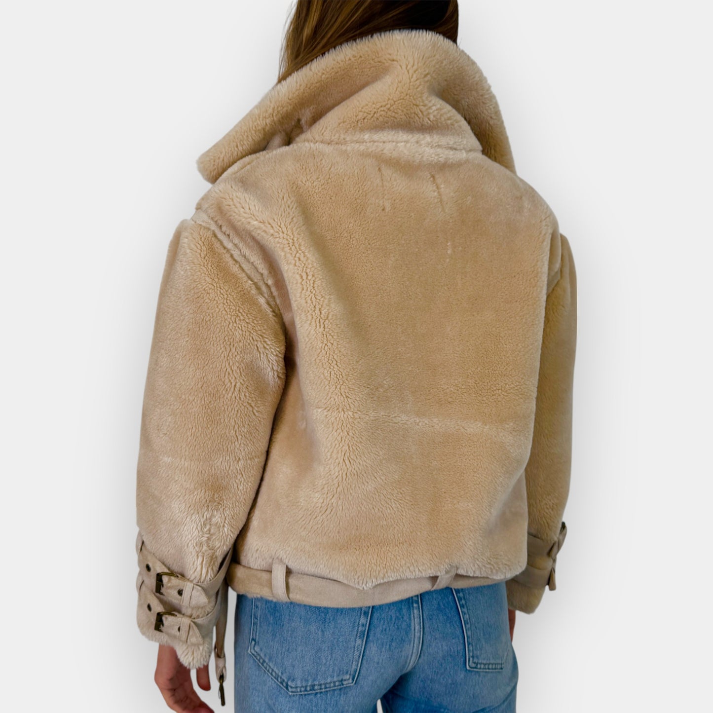 Eleven Paris Cream Fleece Bomber Jacket Small ~ AU8-10