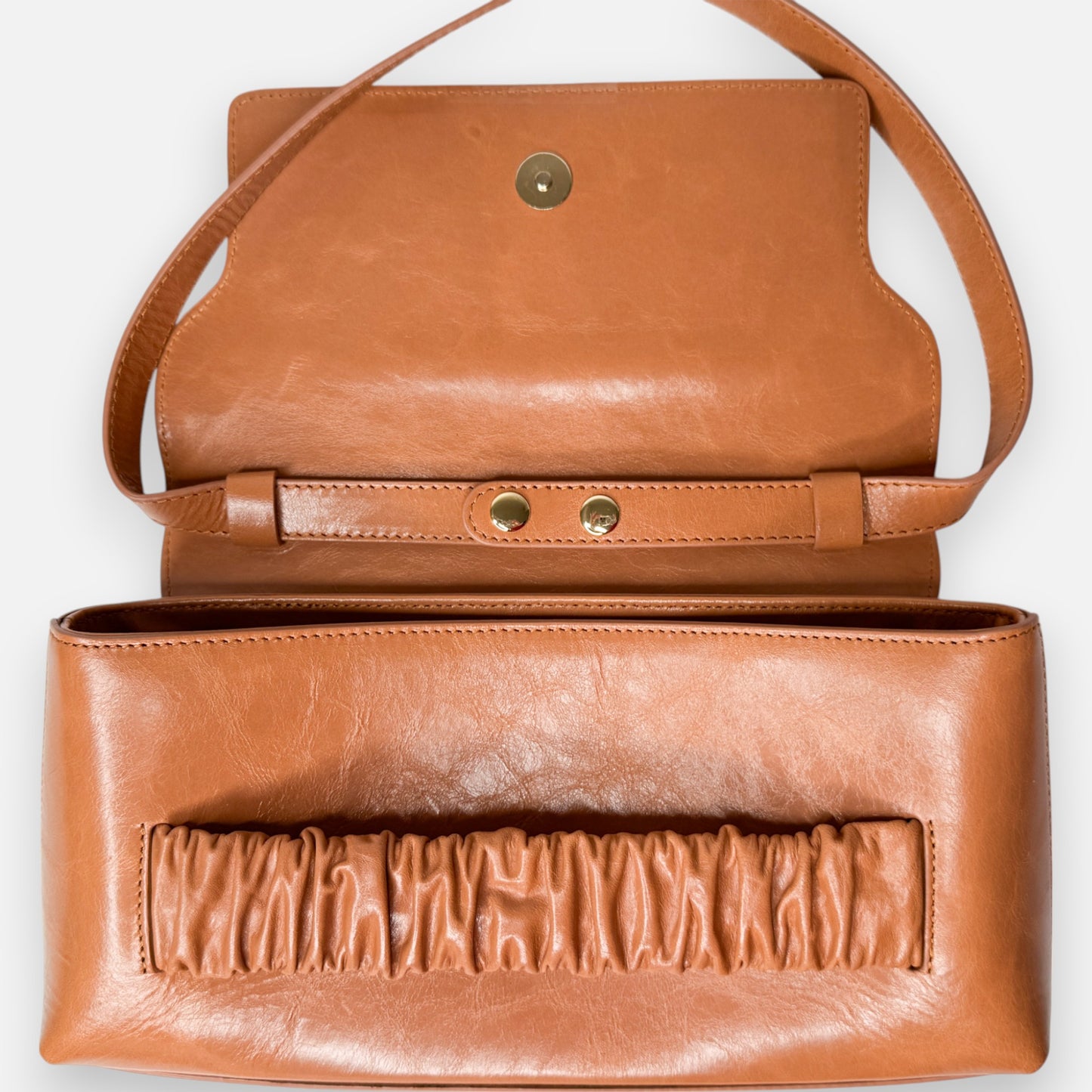 Elleme Tan Leather Chouchou Baguette Envelope Shoulder Bag
