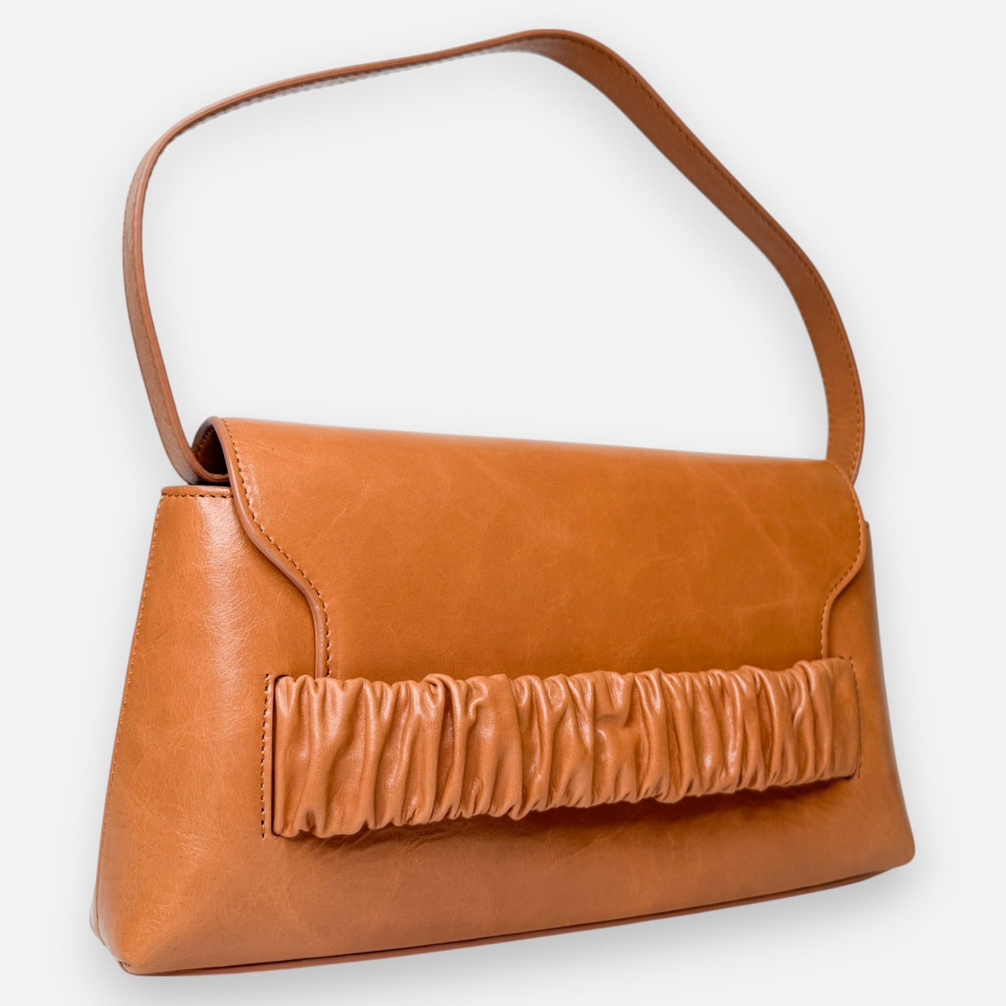 Elleme Tan Leather Chouchou Baguette Envelope Shoulder Bag