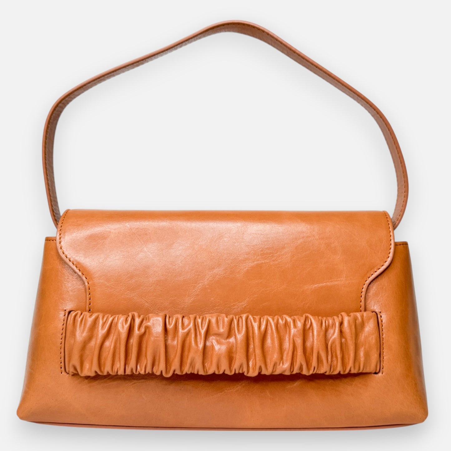 Elleme Tan Leather Chouchou Baguette Envelope Shoulder Bag