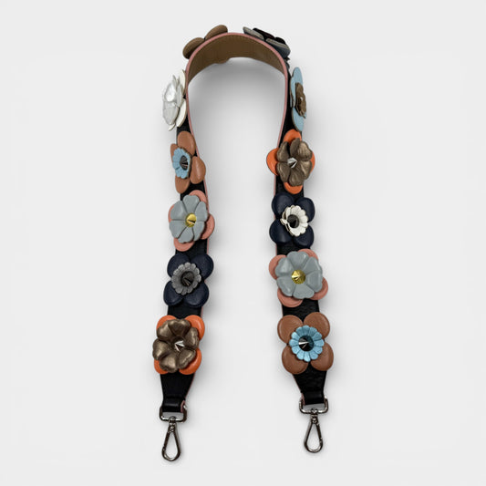Fendi Multicoloured Leather Applique Flower Strap You Bag Strap