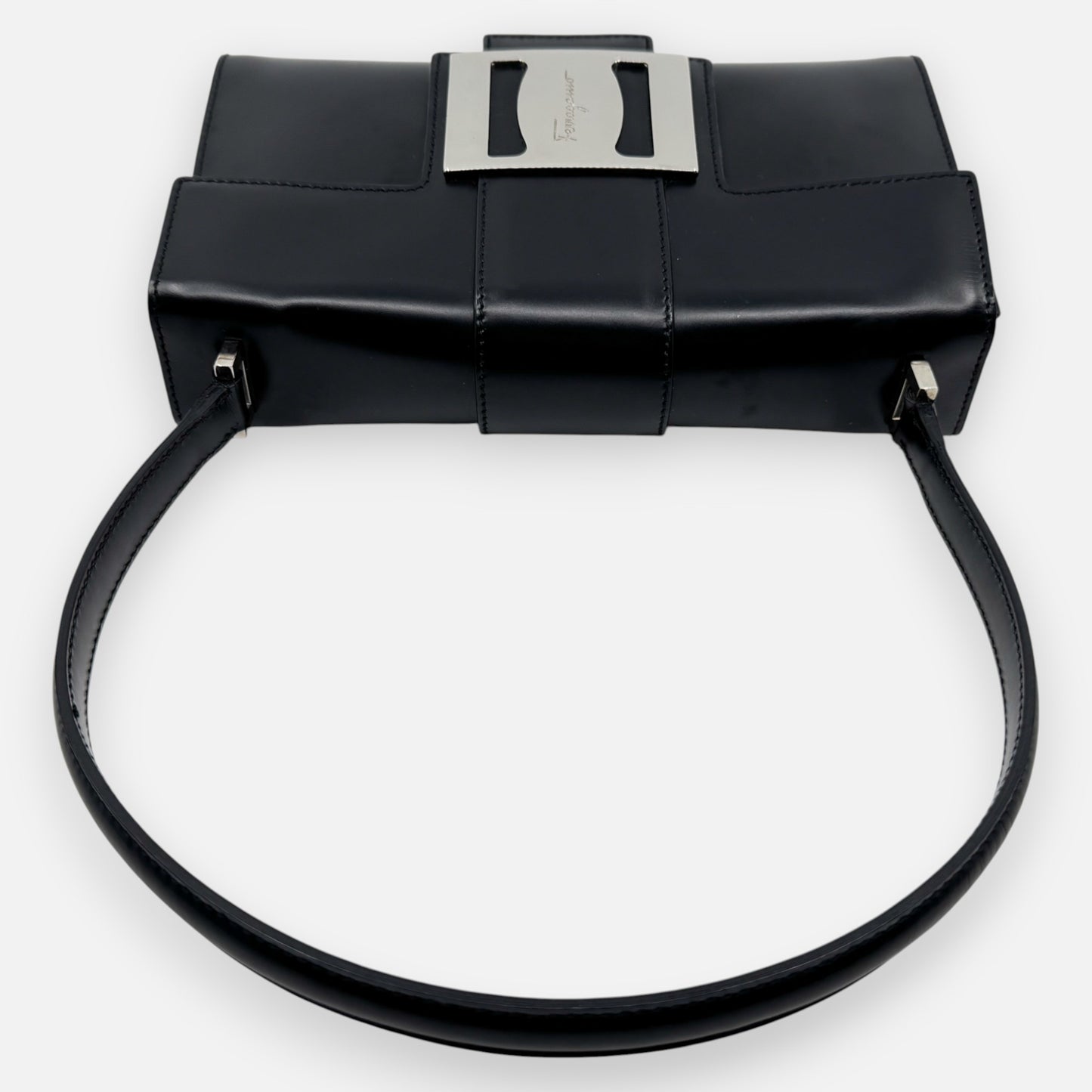 Salvatore Ferragamo Black Smooth Leather Small Handbag
