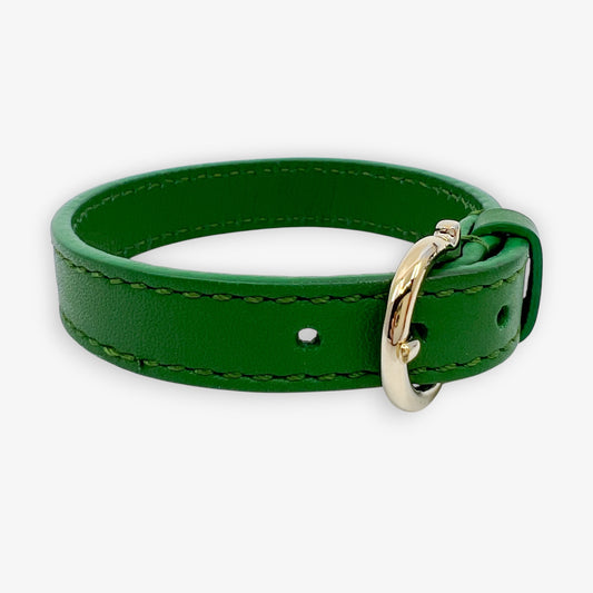 Salvatore Ferragamo Green Leather Cuff Bracelet