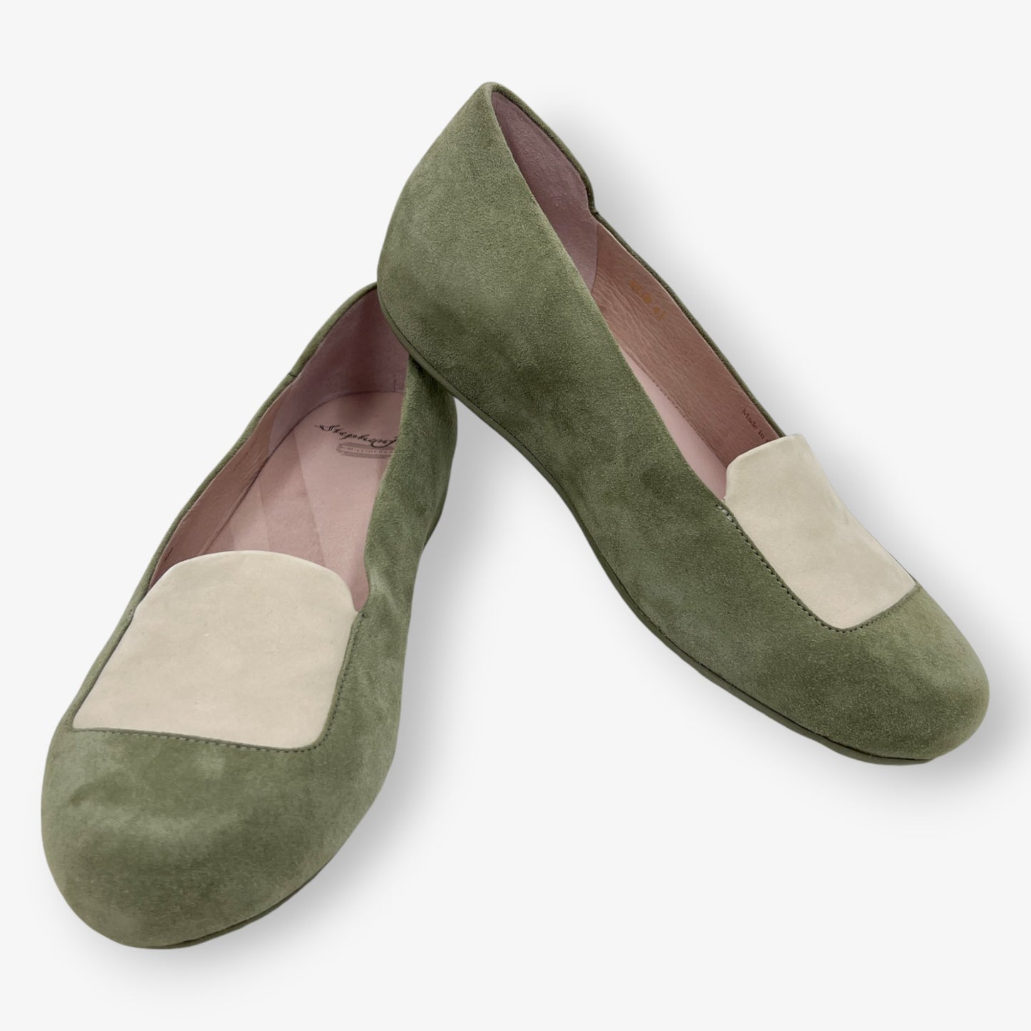 Stephen Jones + Fitflop Green & Cream Suede Slip On Shoes EU41 ~ AU10