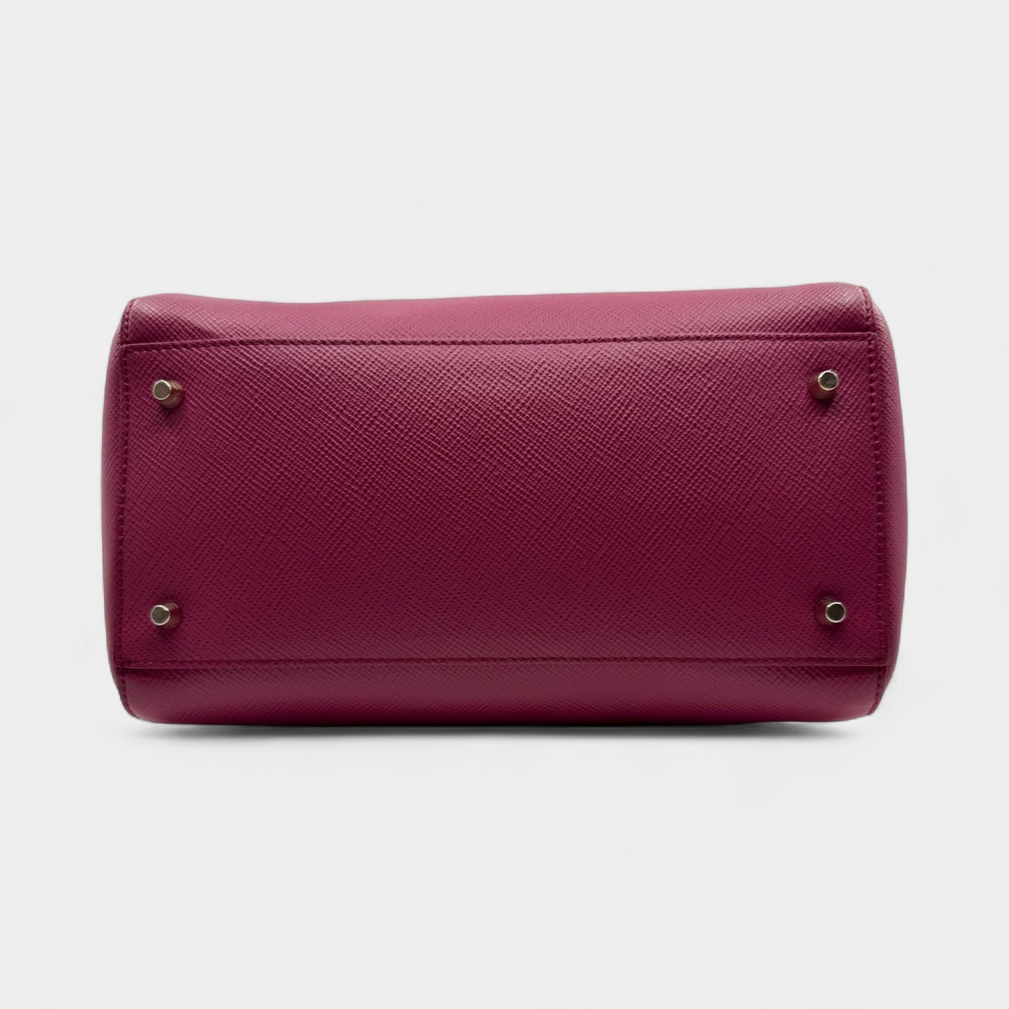 Furla Fuschia Pink Saffiano Leather Allegra Bowling Handbag