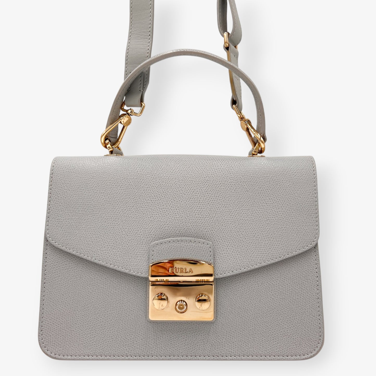 Furla Metropolis Grey Leather Crossbody & Top Handle Bag