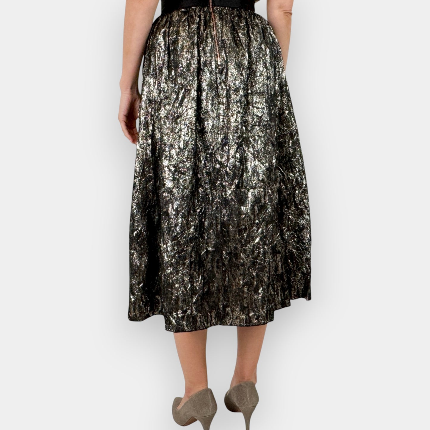 Ginger & Smart Black Metallic Long Skirt Small ~ AU8