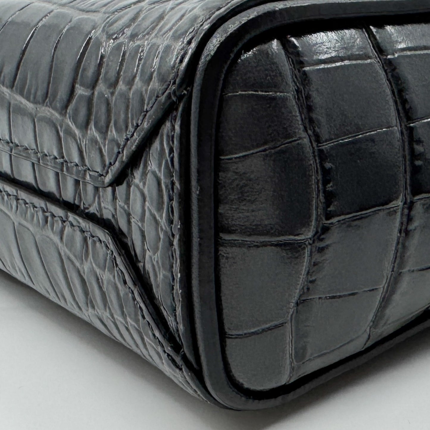 Givenchy Storm Grey Eden Mini Croc Effect Leather Bag