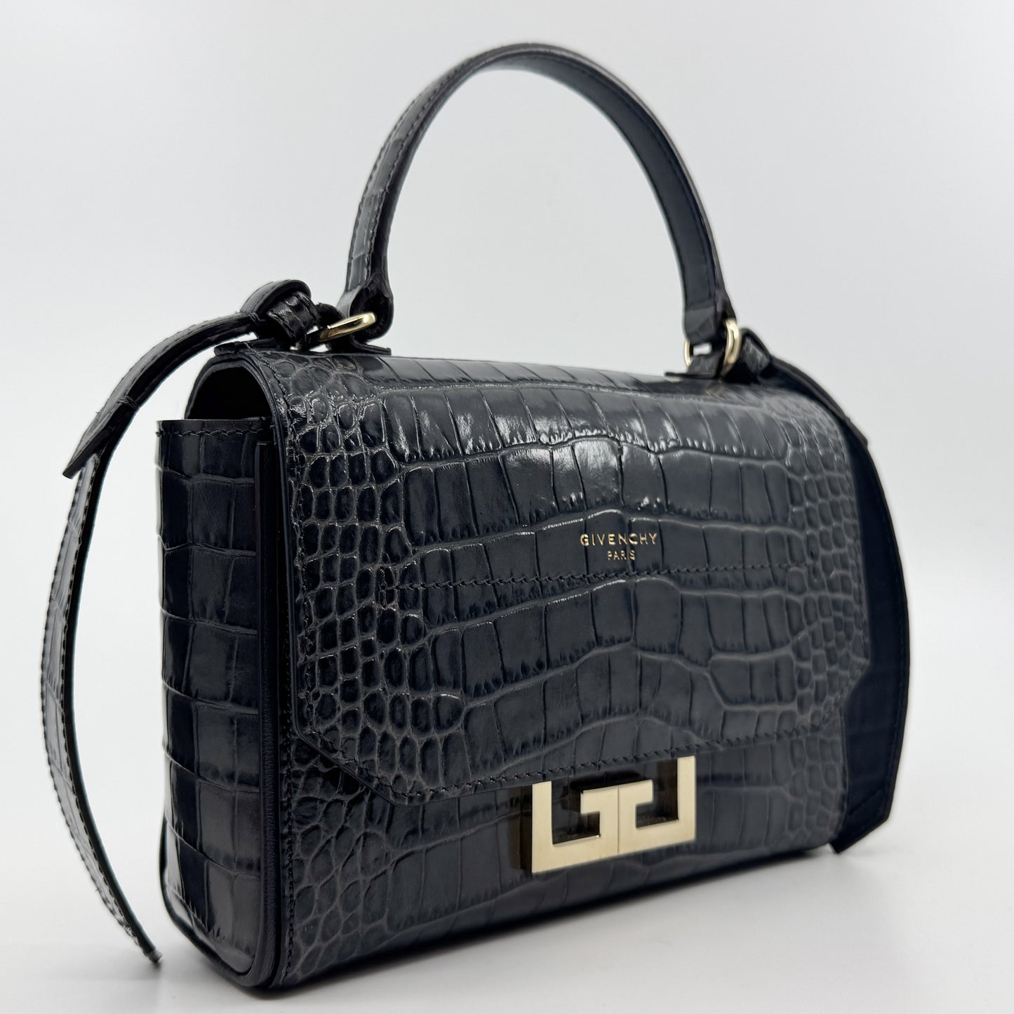 Givenchy Storm Grey Eden Mini Croc Effect Leather Bag