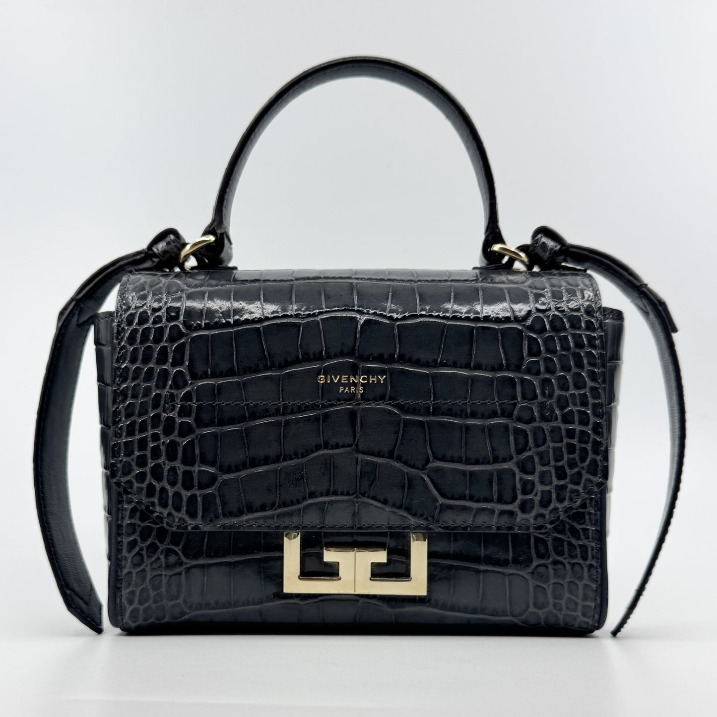 Givenchy Storm Grey Eden Mini Croc Effect Leather Bag