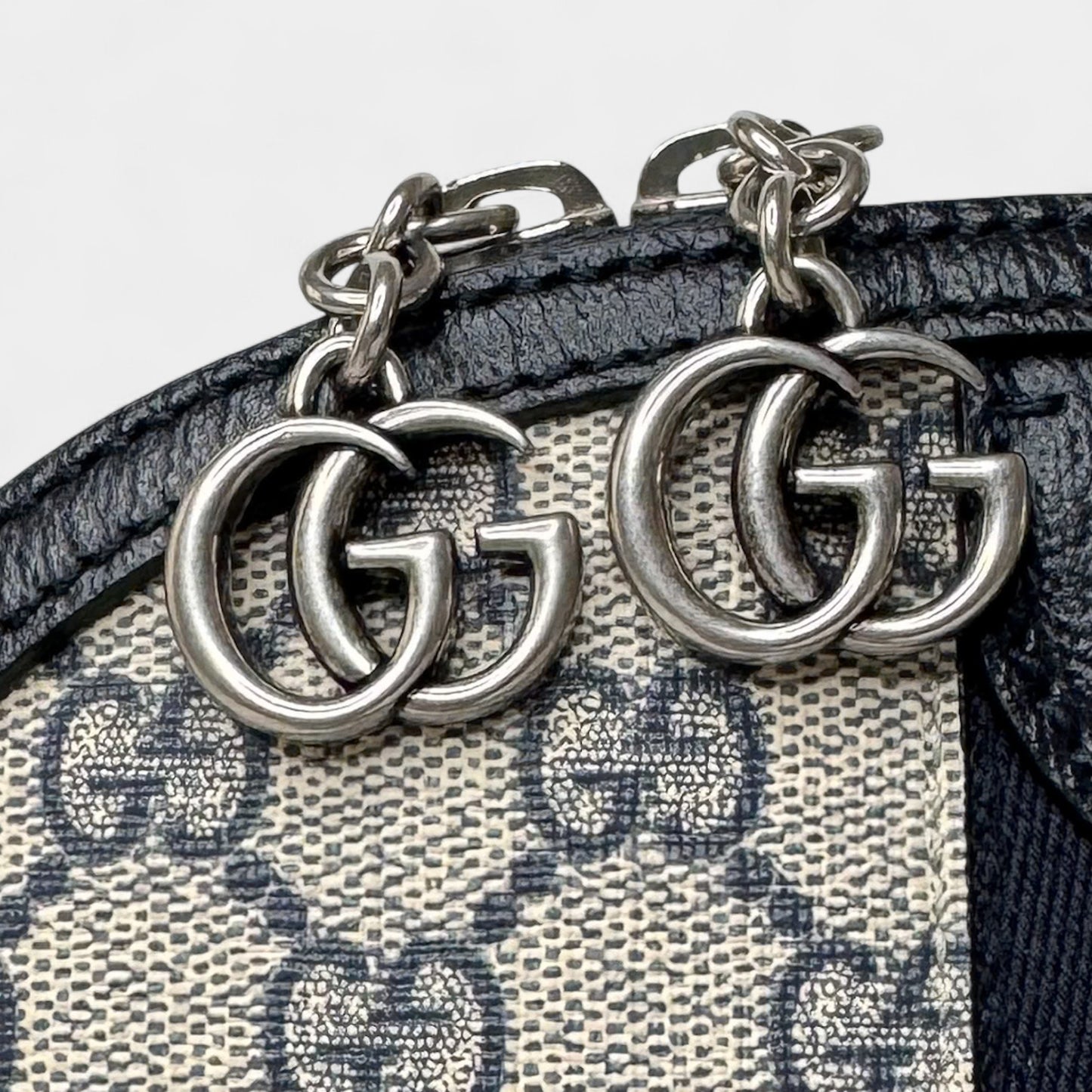 Gucci GG Supreme Monogram Navy Red Stripe Ophidia Crossbody Bag