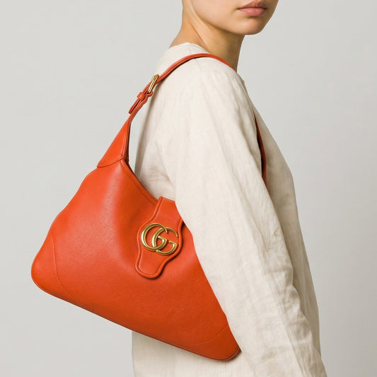 Gucci Deep Orange Leather Aphrodite Shoulder Bag