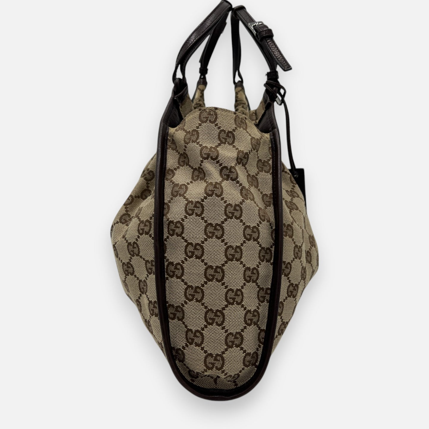 Gucci GG Canvas & Leather Trim Gathered Shoulder Handbag