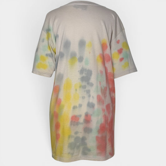 Gucci Beige Multicoloured Tie Dye Cotton Logo Tee Shirt Medium ~ Large