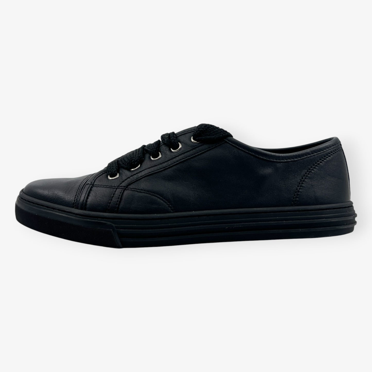 Gucci Black Soft Leather Round Toe Sneakers EU40 ~ AU9