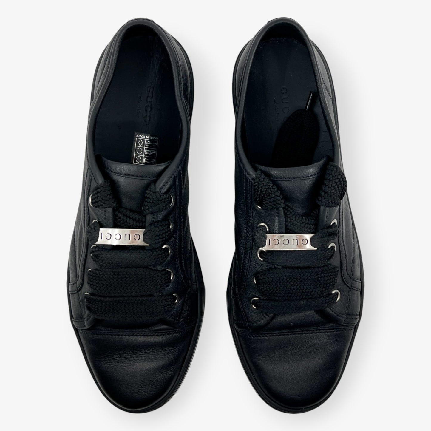 Gucci Black Soft Leather Round Toe Sneakers EU40 ~ AU9