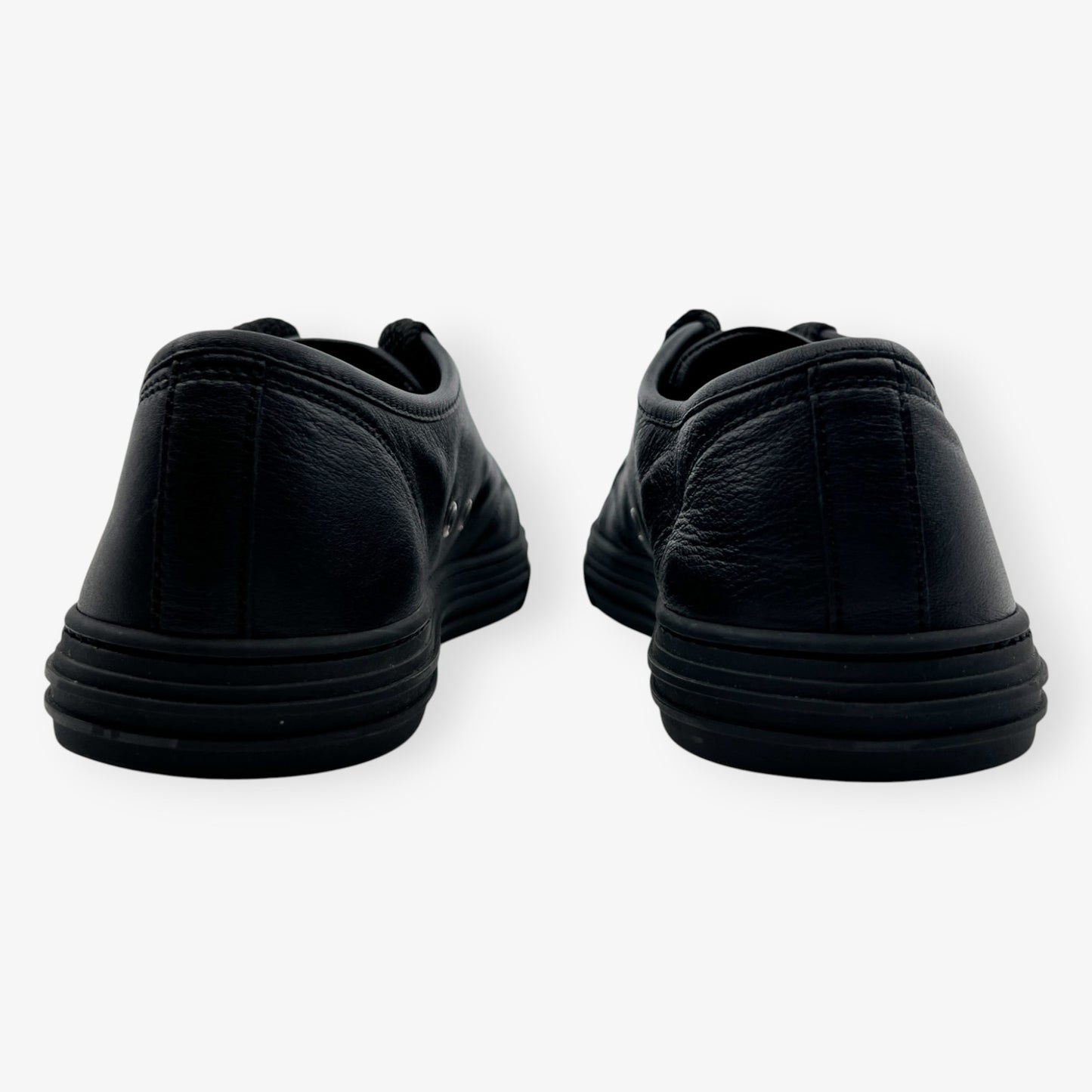 Gucci Black Soft Leather Round Toe Sneakers EU40 ~ AU9