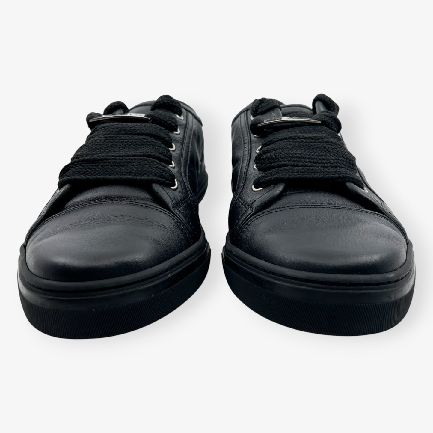 Gucci Black Soft Leather Round Toe Sneakers EU40 ~ AU9