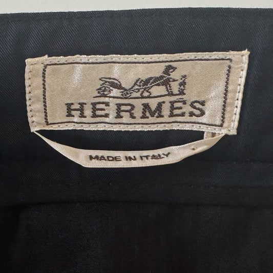 Hermès Dark Navy Blue Cotton Gabardine Casual Pants EU40 ~ US6 ~ AU10