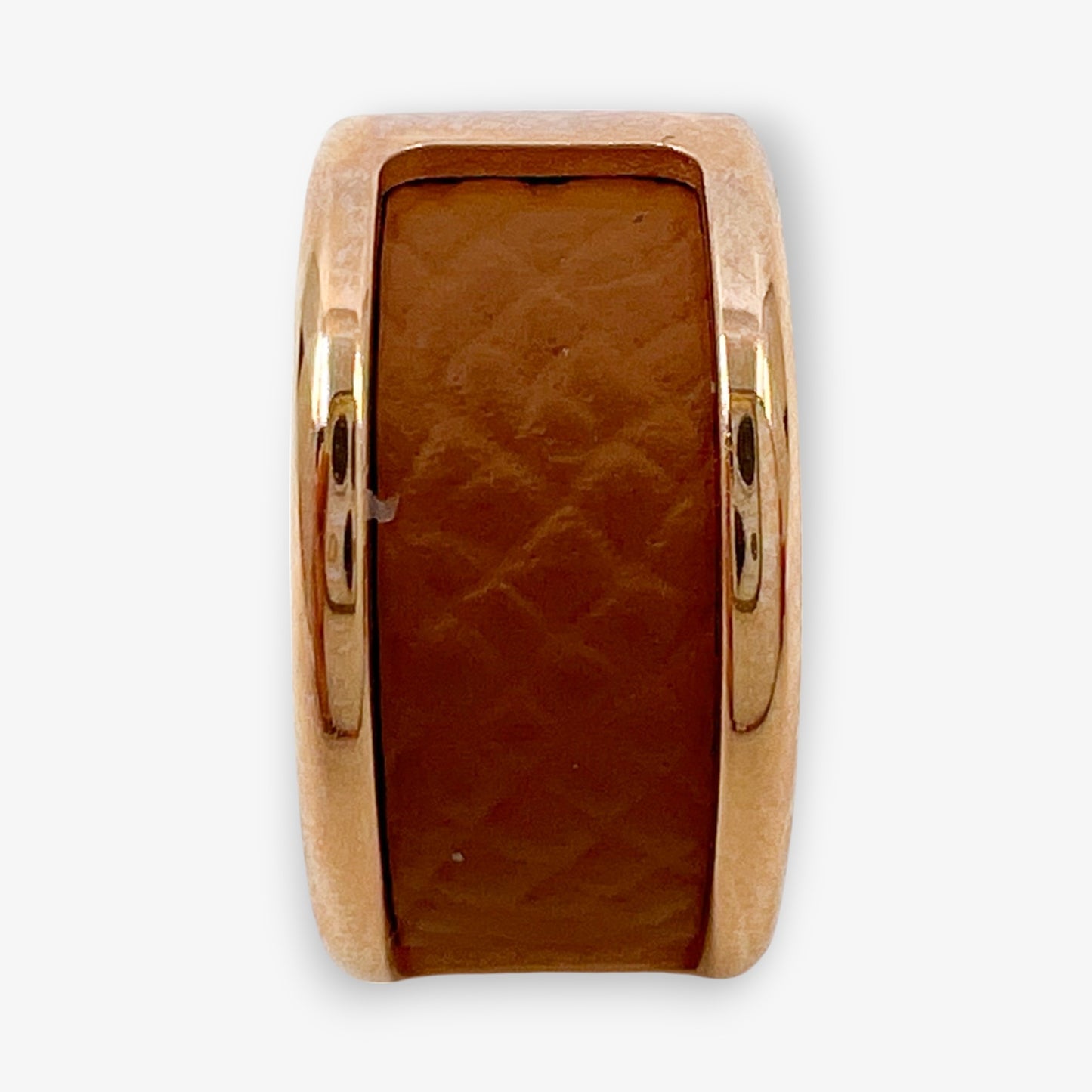 Hermès Gold & Brown Leather Olympe Single Ear Cuff Small