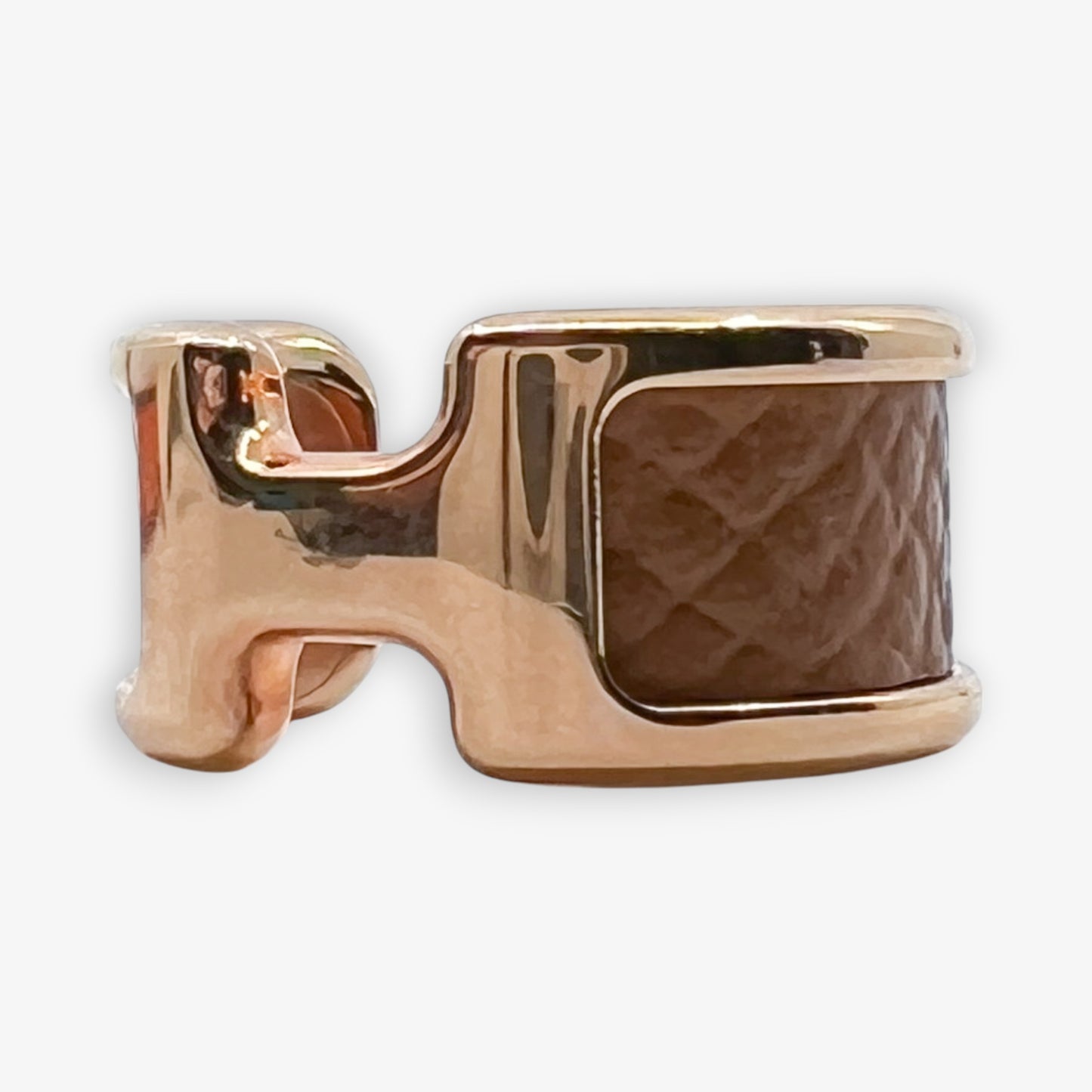 Hermès Gold & Brown Leather Olympe Single Ear Cuff Small