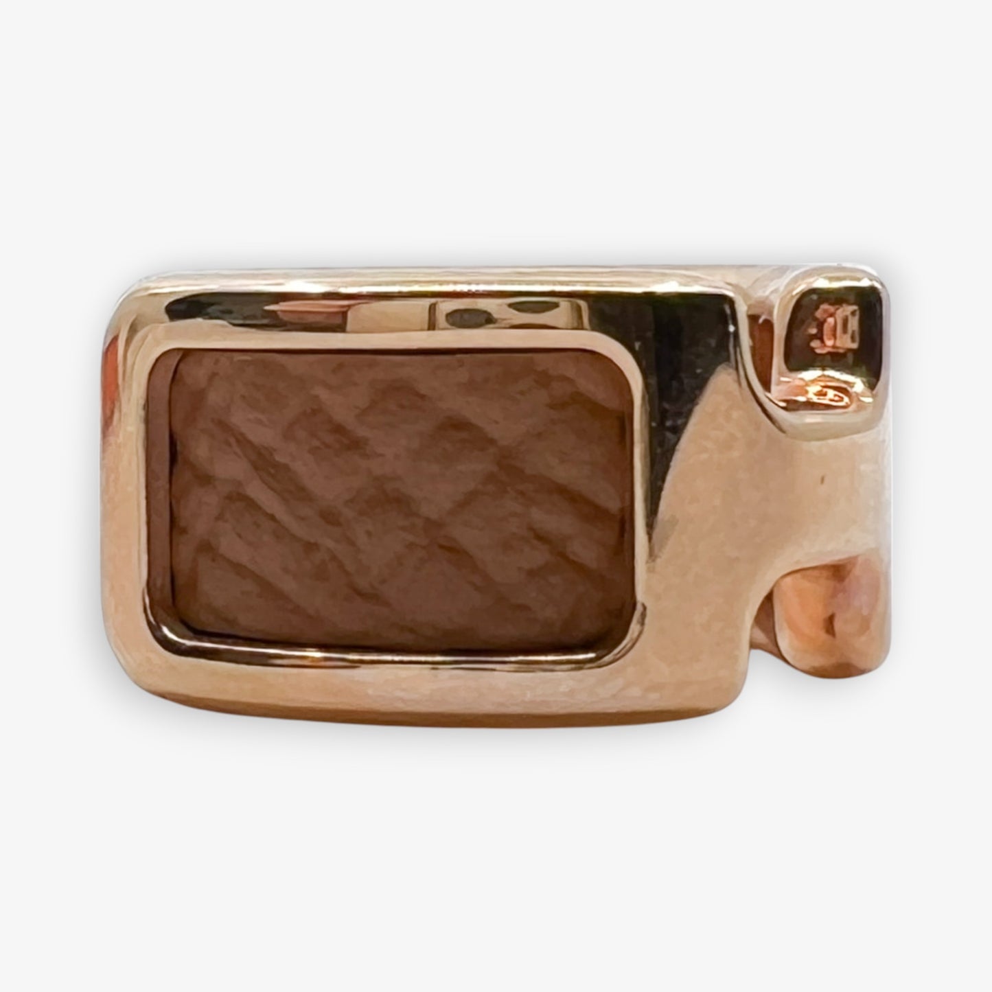 Hermès Gold & Brown Leather Olympe Single Ear Cuff Small