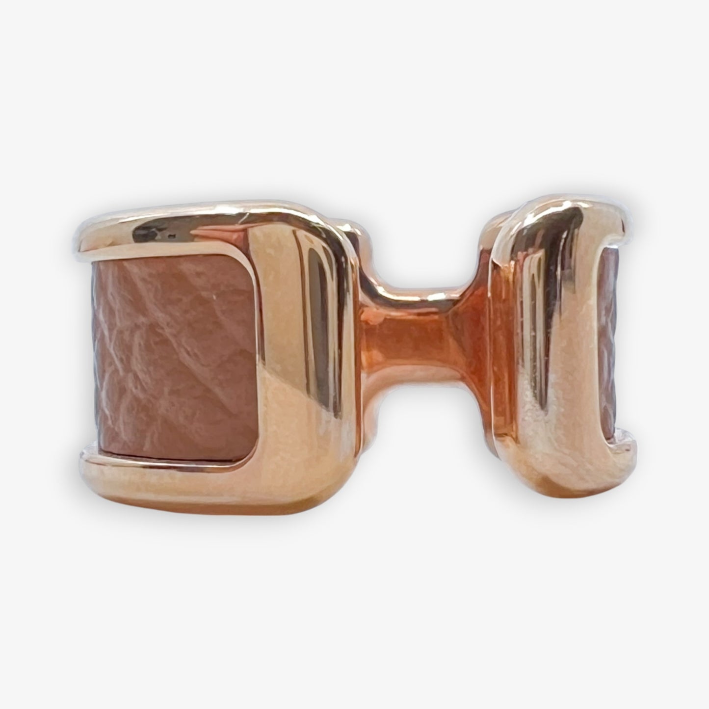 Hermès Gold & Brown Leather Olympe Single Ear Cuff Small