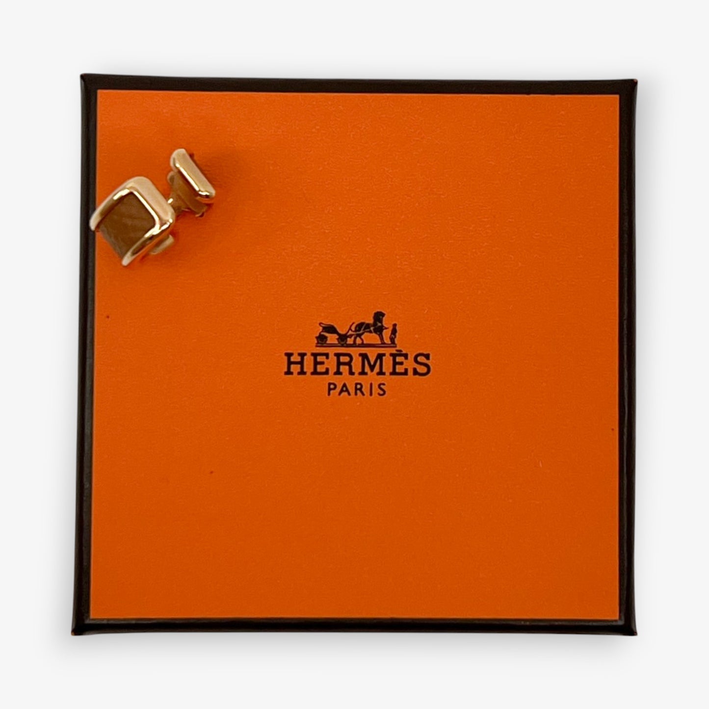 Hermès Gold & Brown Leather Olympe Single Ear Cuff Small