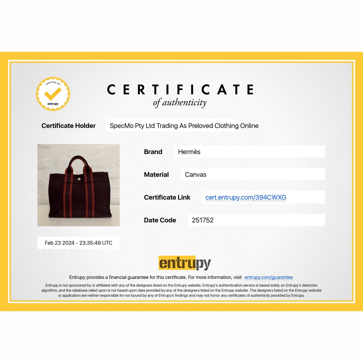 Hermes Fourre-Tout Red Canvas Mini Tote Bag