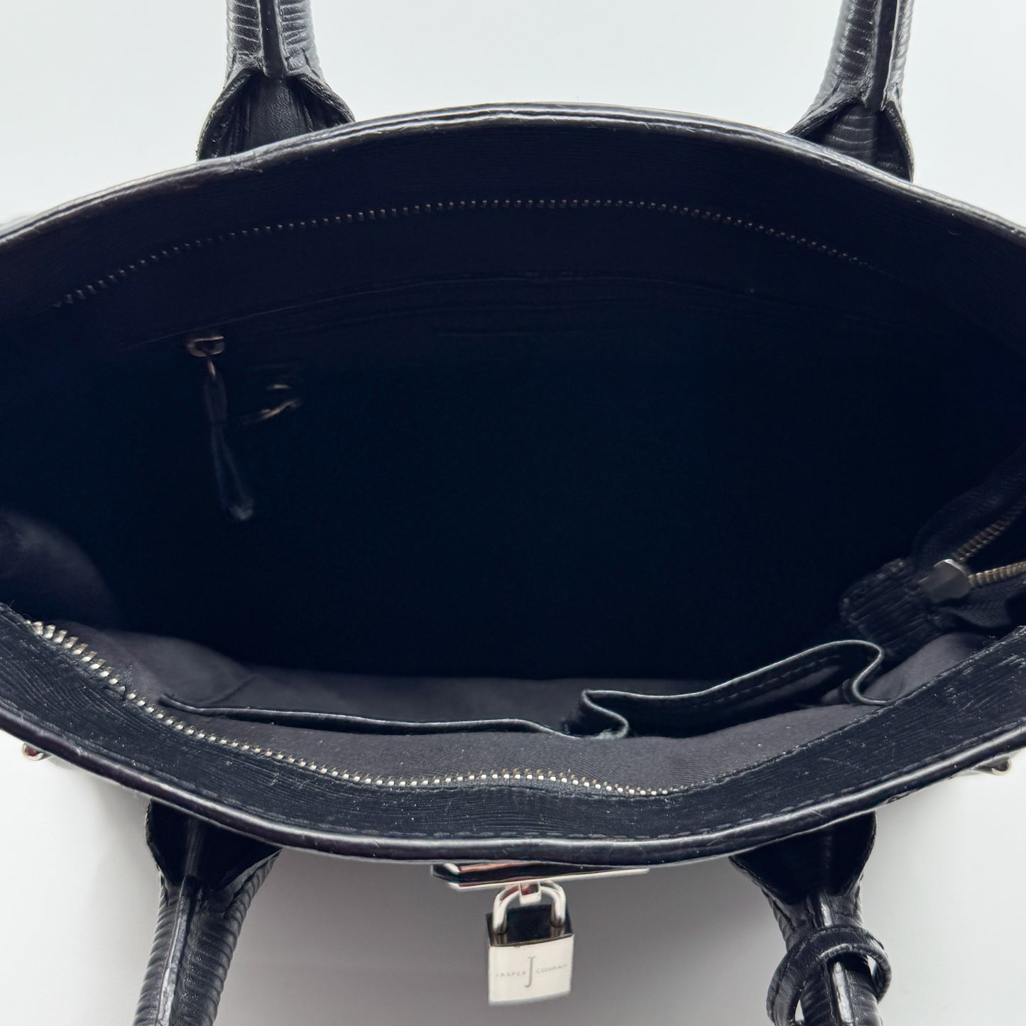 Jasper Conran Black Textured Leather Top Handle Padlock Bag