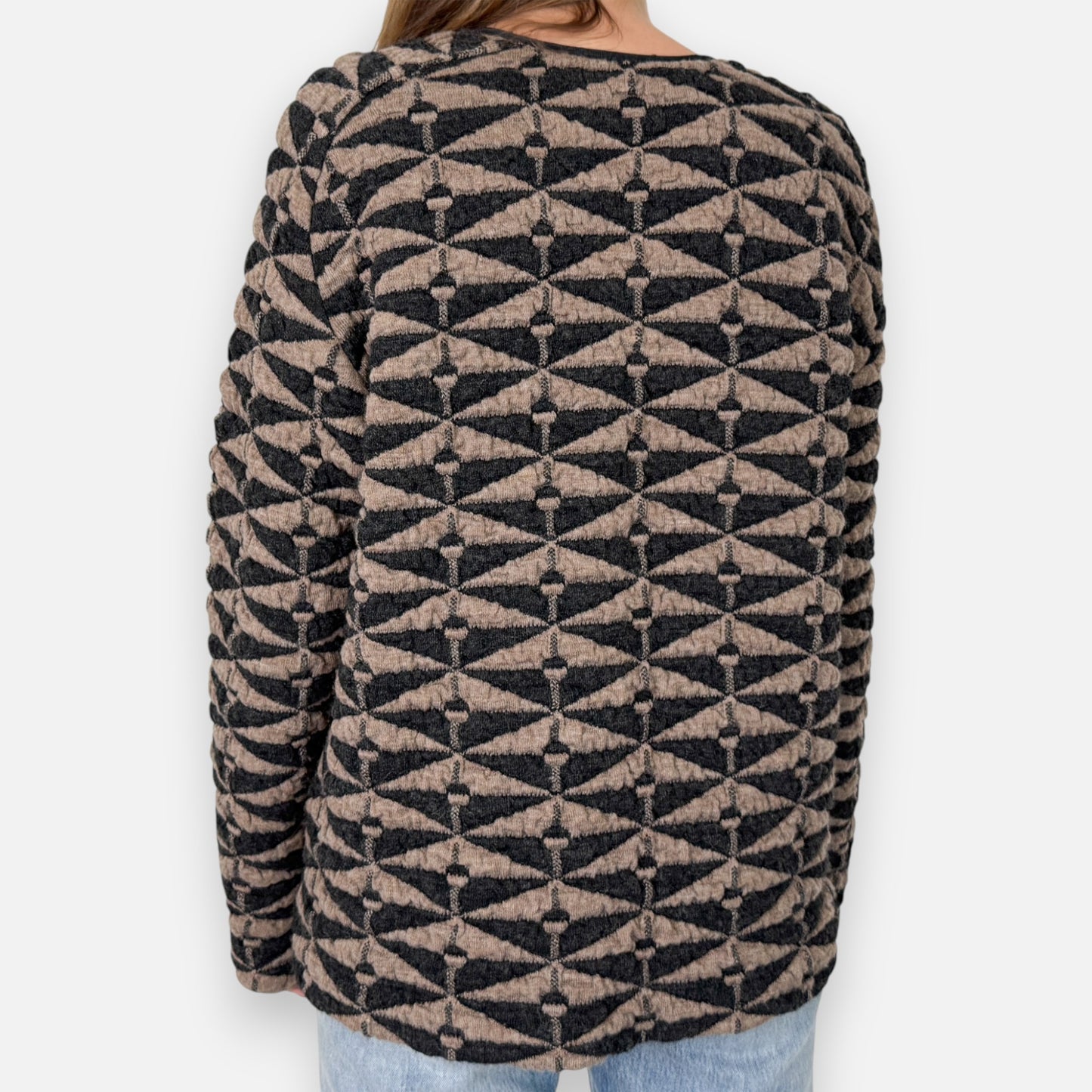 Jeremy Laing Charcoal Camel Jacquard Knit Large ~ AU14-16