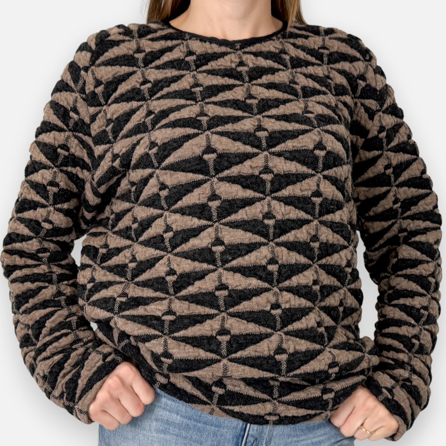 Jeremy Laing Charcoal Camel Jacquard Knit Large ~ AU14-16