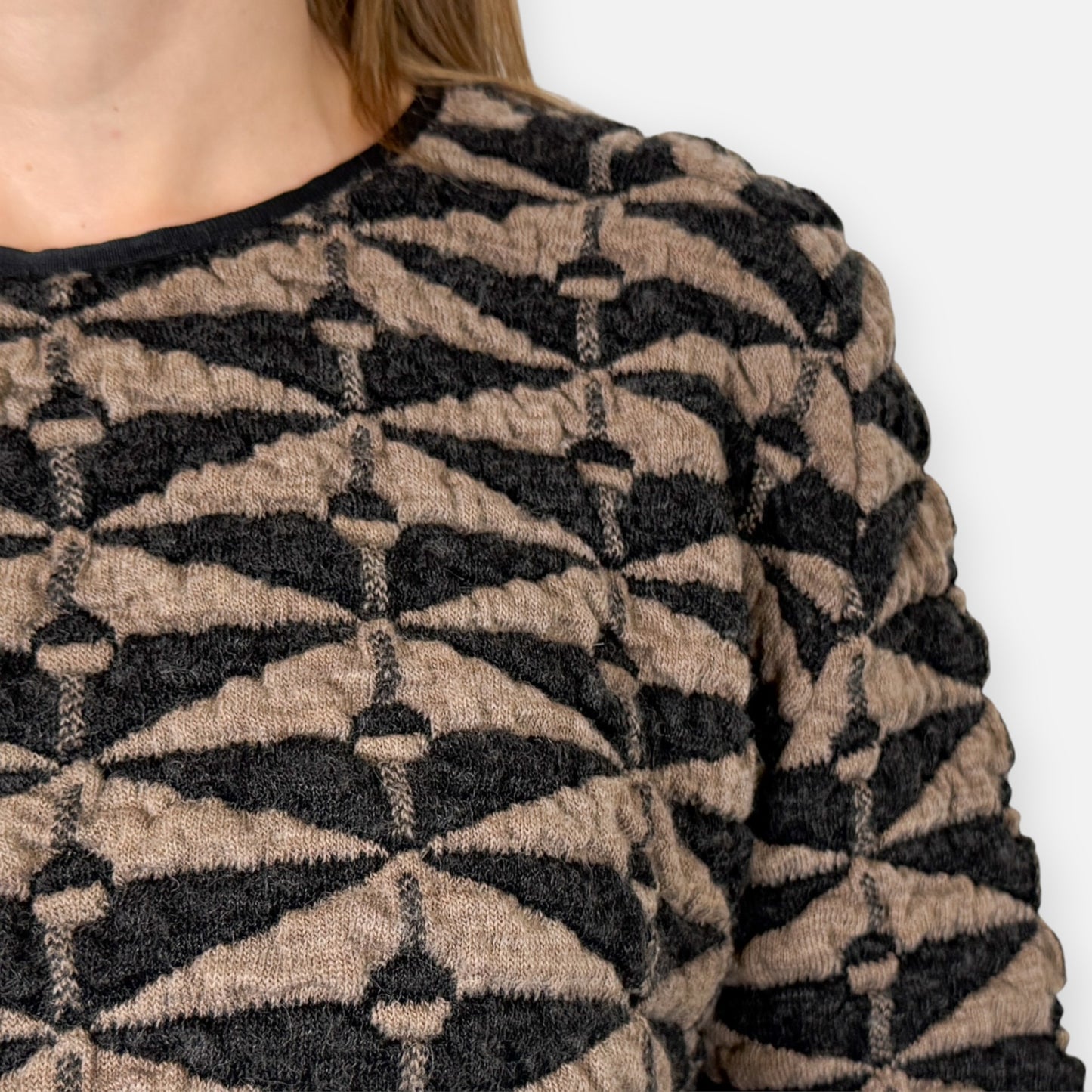 Jeremy Laing Charcoal Camel Jacquard Knit Large ~ AU14-16