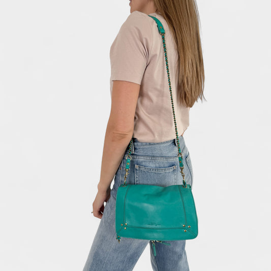 Jerome Dreyfuss Turquoise Leather Crossbody Bobi Flap Bag