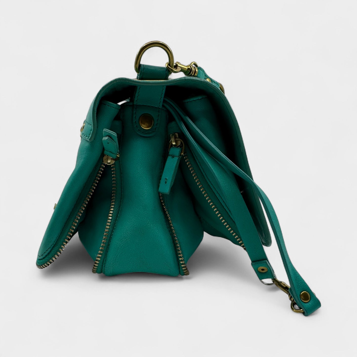 Jerome Dreyfuss Turquoise Leather Crossbody Bobi Flap Bag