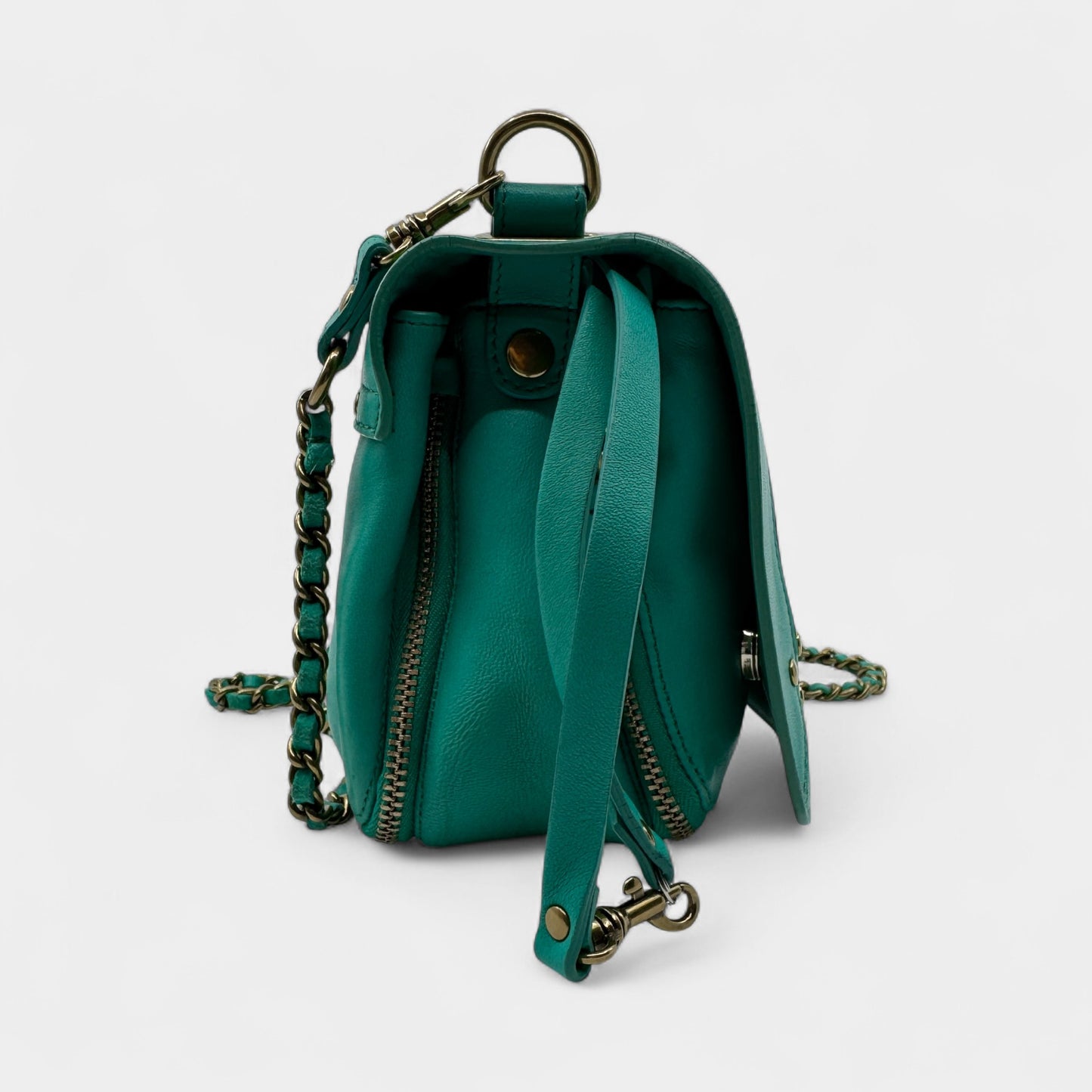 Jerome Dreyfuss Turquoise Leather Crossbody Bobi Flap Bag