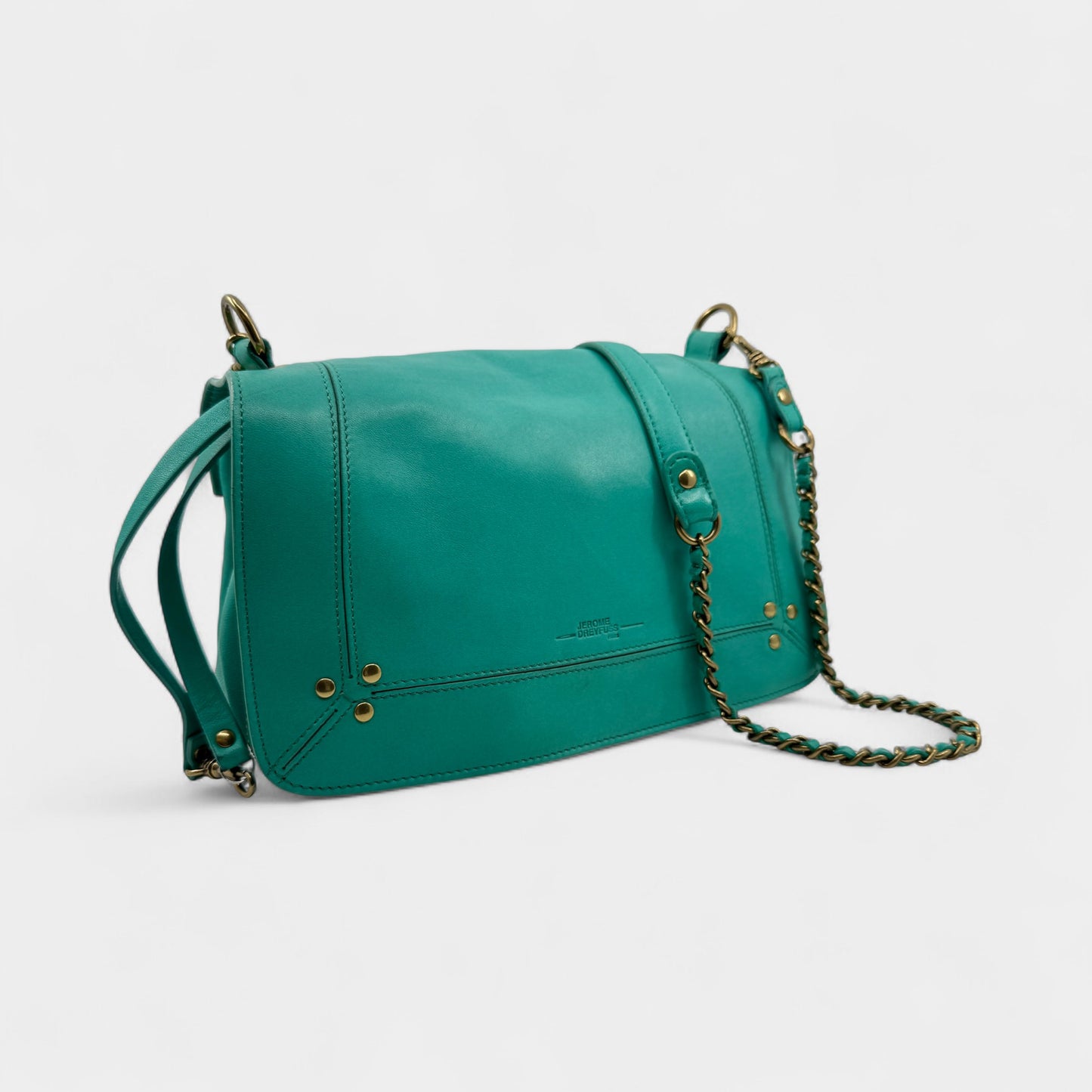 Jerome Dreyfuss Turquoise Leather Crossbody Bobi Flap Bag